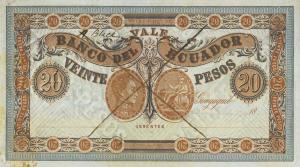 pS141Dct2 from Ecuador: 20 Pesos from 1872