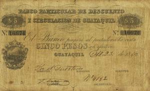 pS200 from Ecuador: 5 Pesos from 1862