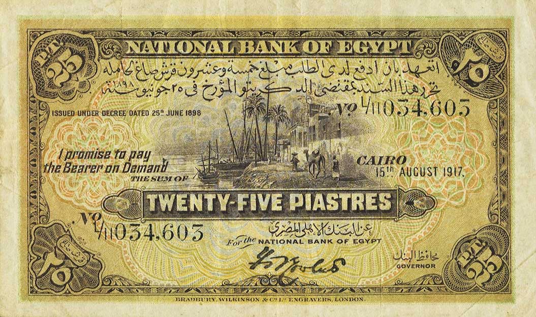 Front of Egypt p10a: 25 Piastres from 1917