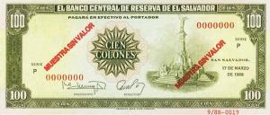 p137s2 from El Salvador: 100 Colones from 1988