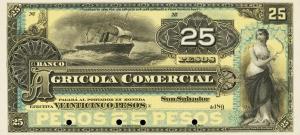 pS104p from El Salvador: 25 Pesos from 1890