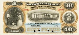 pS143p from El Salvador: 10 Pesos from 1896