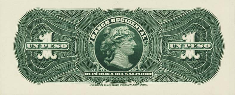 Back of El Salvador pS171p: 1 Peso from 1899