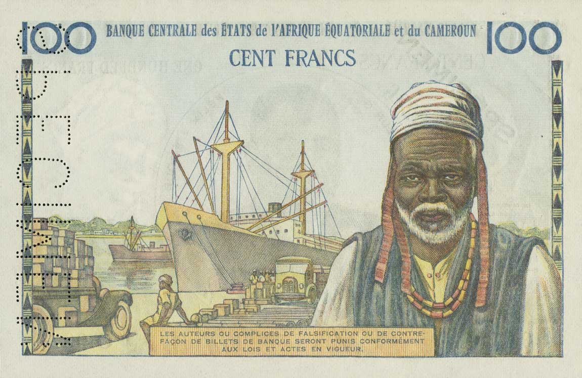 Back of Equatorial African States p2s: 100 Francs from 1961
