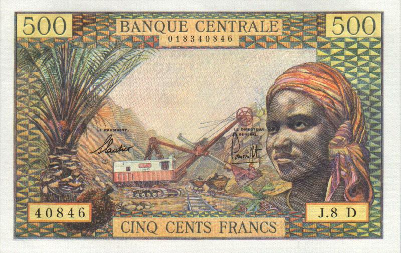 Front of Equatorial African States p4h: 500 Francs from 1963
