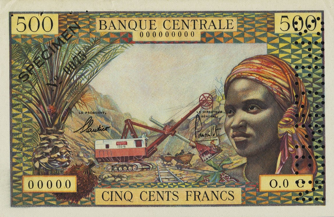 Front of Equatorial African States p4s: 500 Francs from 1963