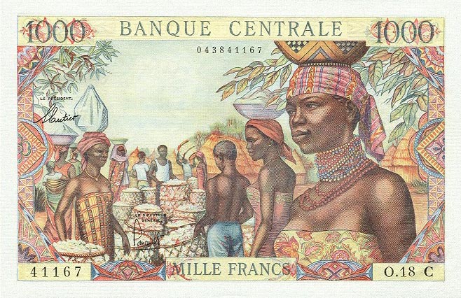 Front of Equatorial African States p5c: 1000 Francs from 1963