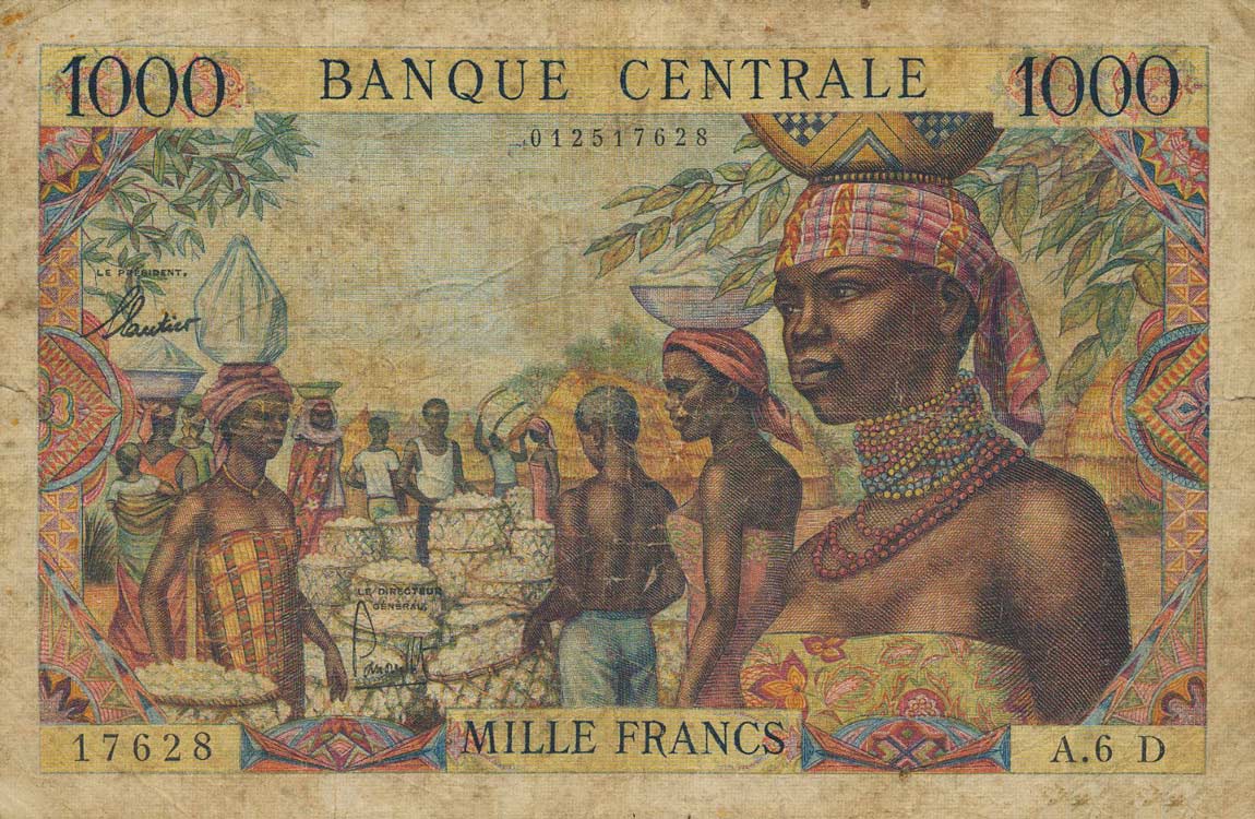Front of Equatorial African States p5d: 1000 Francs from 1963