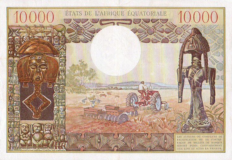 Back of Equatorial African States p7a: 10000 Francs from 1968