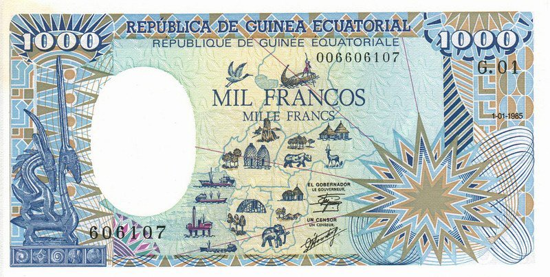 Front of Equatorial Guinea p21: 1000 Franco from 1985
