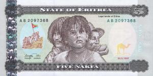p2a from Eritrea: 5 Nakfa from 1997