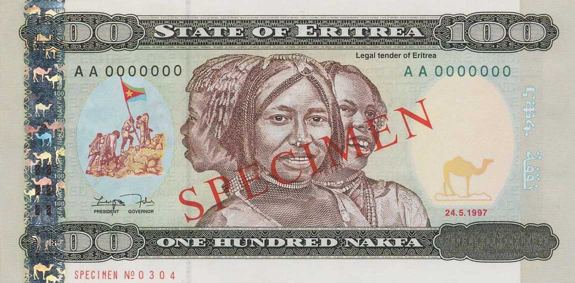 Front of Eritrea p6s: 100 Nakfa from 1997