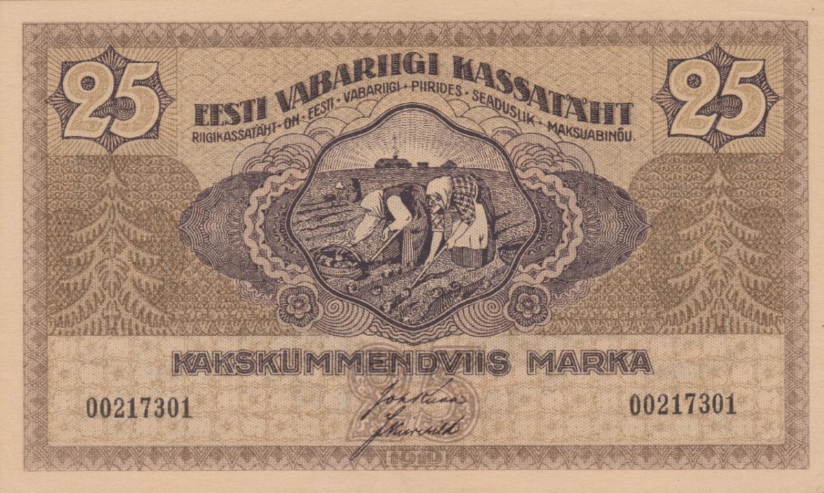 Front of Estonia p47a: 25 Marka from 1919