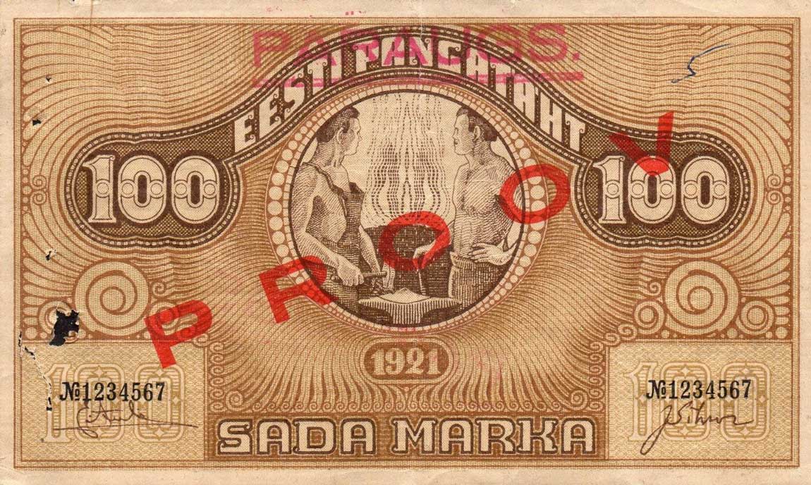 Front of Estonia p56s: 100 Marka from 1921