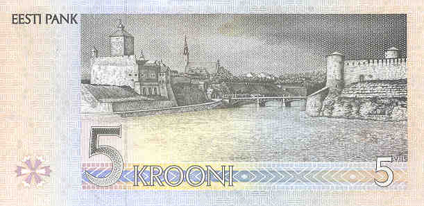 Back of Estonia p76a: 5 Krooni from 1994