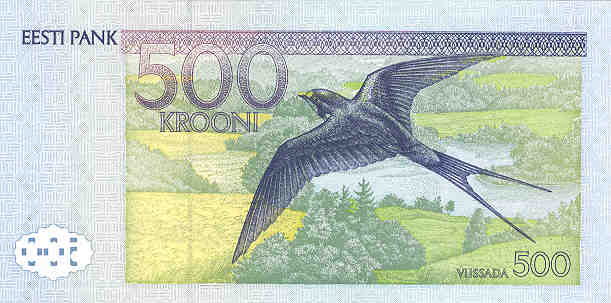 Back of Estonia p81a: 500 Krooni from 1996
