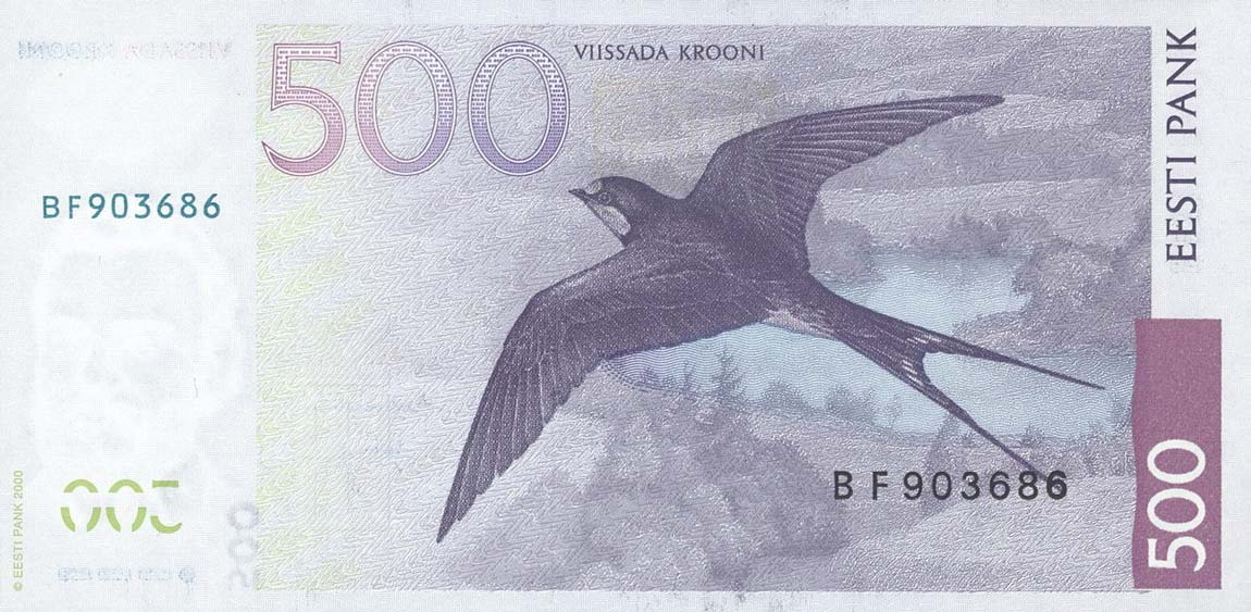 Back of Estonia p83a: 500 Krooni from 2000