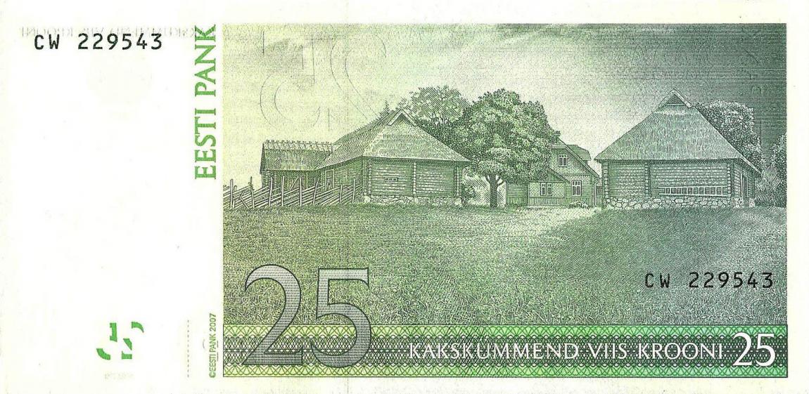 Back of Estonia p87a: 25 Krooni from 2007