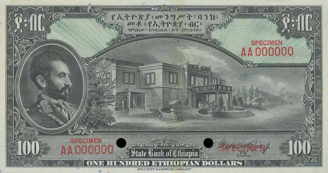 Front of Ethiopia p16s1: 100 Dollars from 1945
