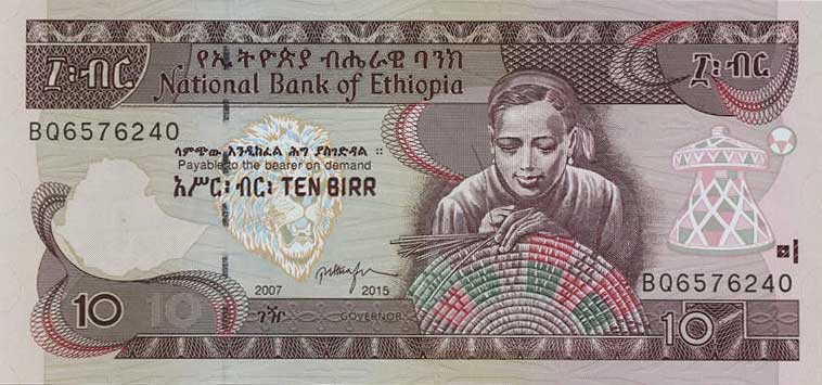Front of Ethiopia p48f: 10 Birr from 2015