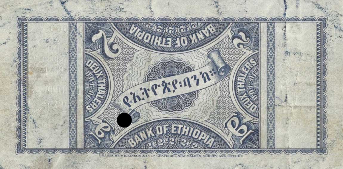 Back of Ethiopia p6s: 2 Thalers from 1933