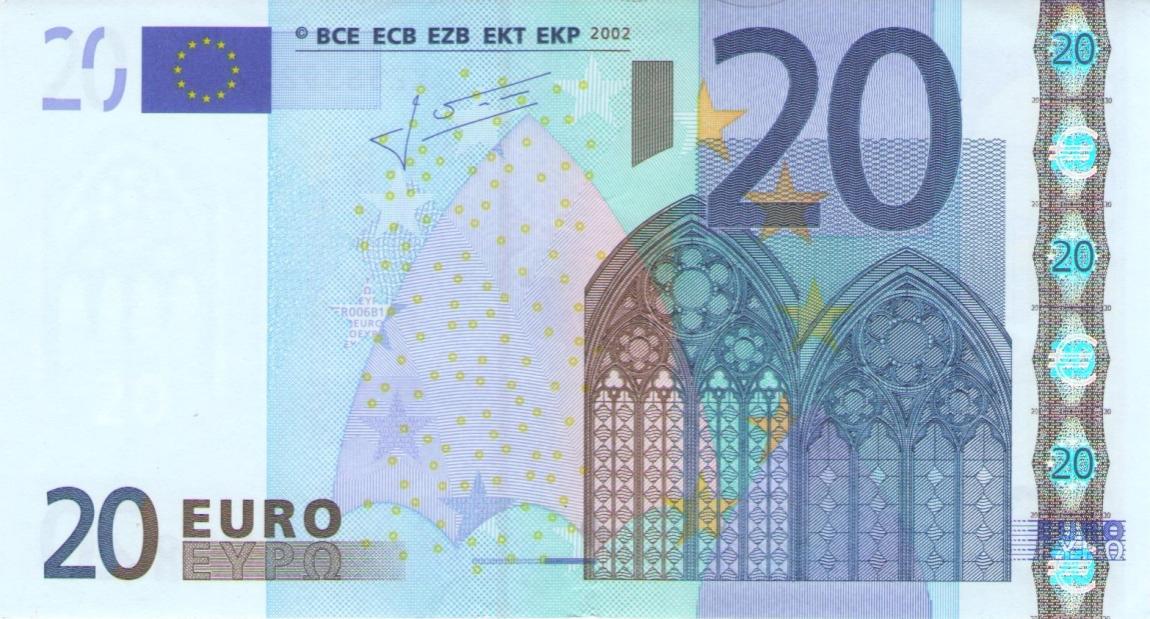 Front of European Union p10x: 20 Euro from 2002
