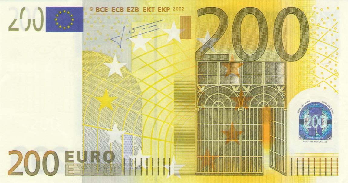 Front of European Union p13x: 200 Euro from 2002