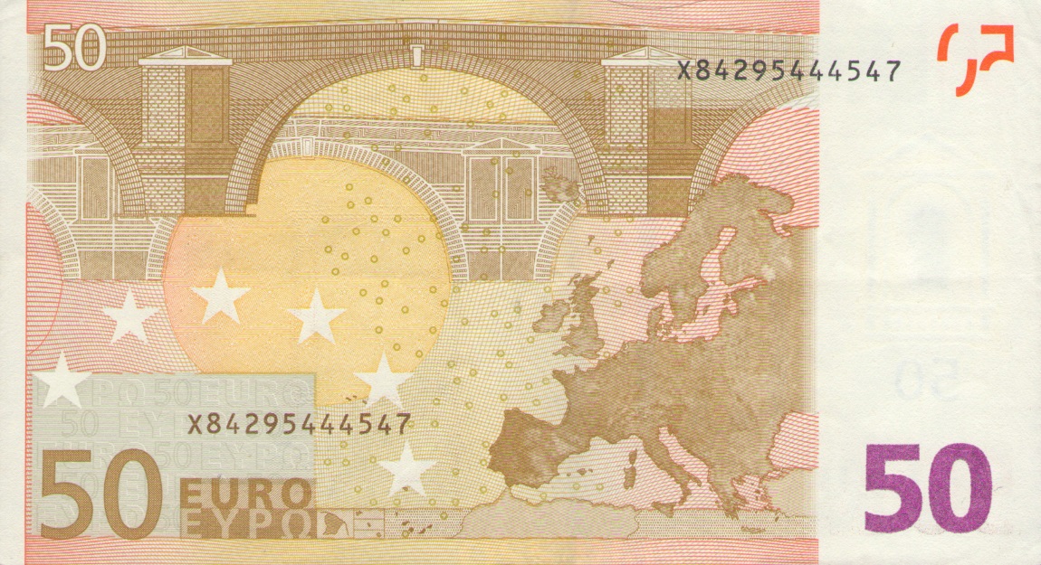 Back of European Union p17x: 50 Euro from 2002