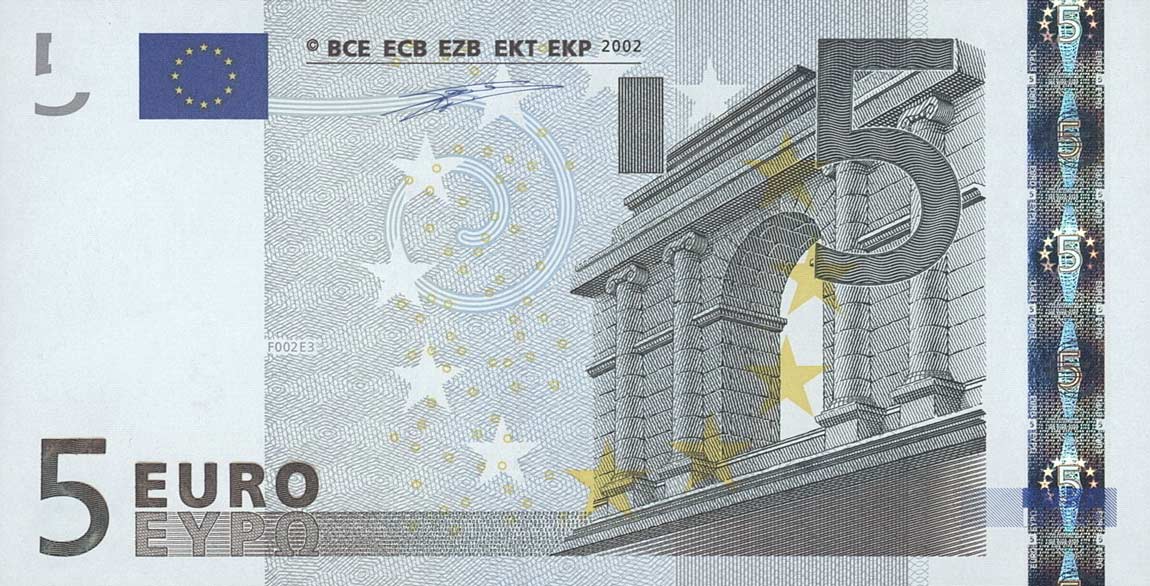 Front of European Union p1n: 5 Euro from 2002