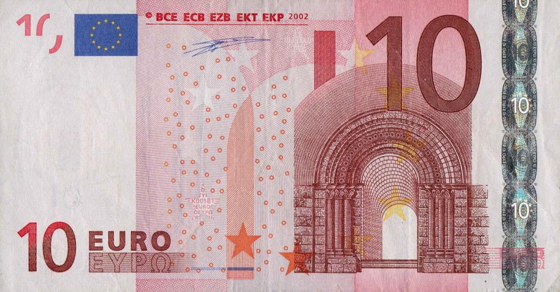 Front of European Union p2t: 10 Euro from 2002