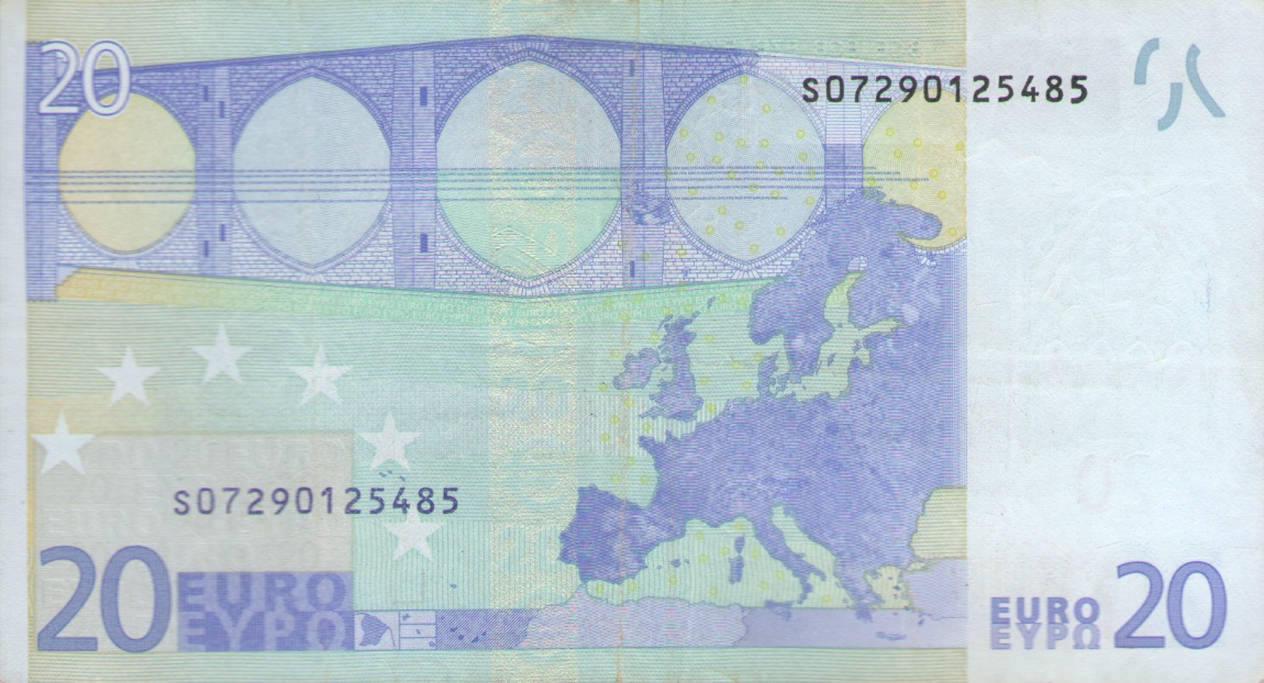 Back of European Union p3s: 20 Euro from 2002