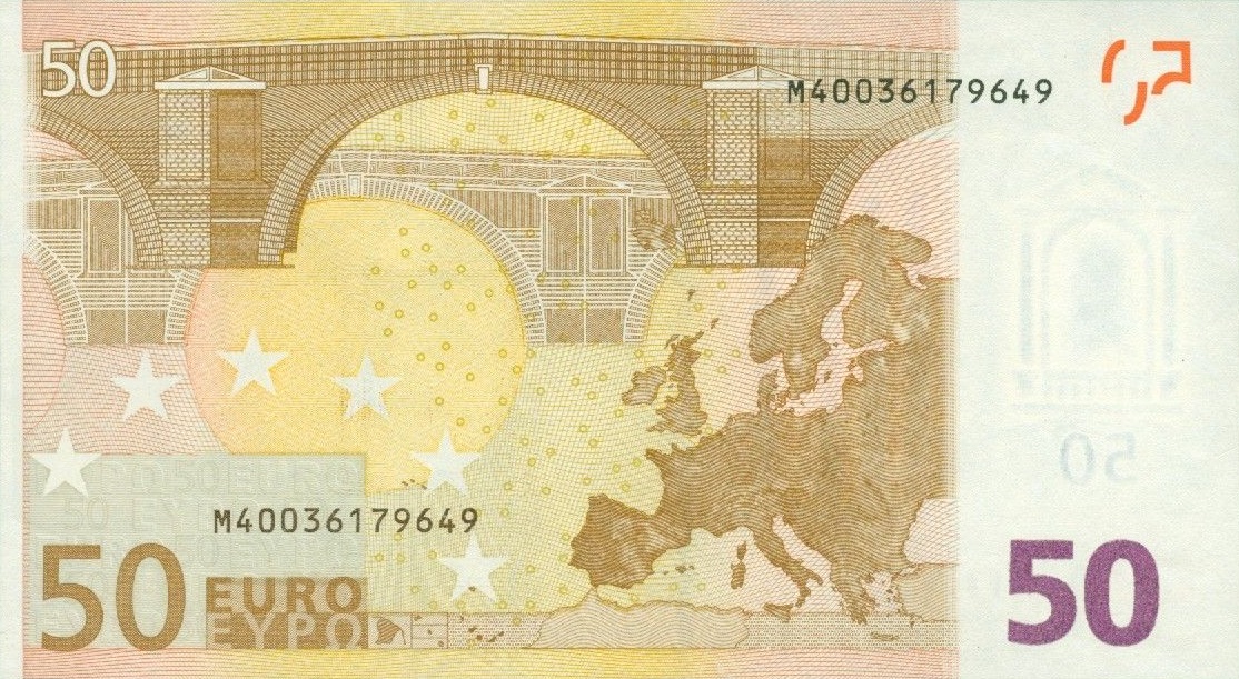 Back of European Union p4m: 50 Euro from 2002