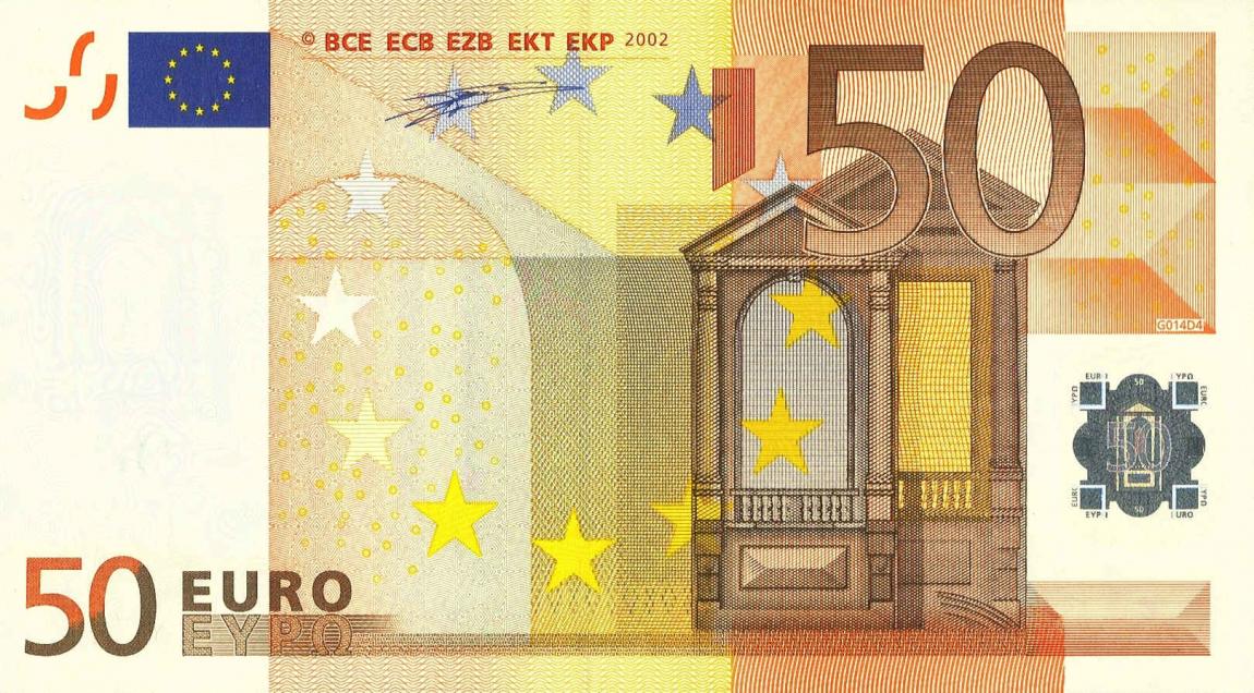 Front of European Union p4y: 50 Euro from 2002