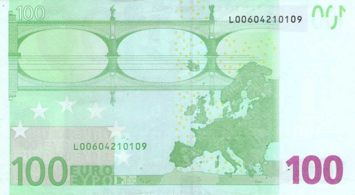 Back of European Union p5l: 100 Euro from 2002