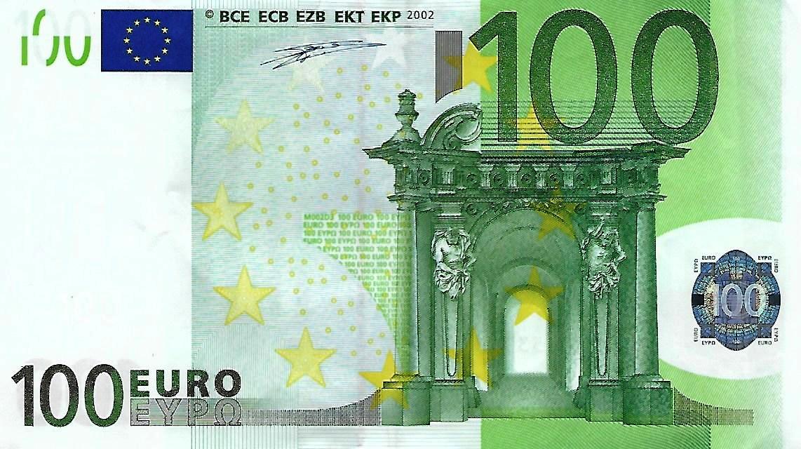 Front of European Union p5v: 100 Euro from 2002
