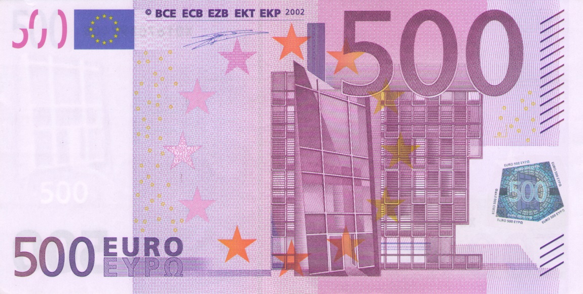 Front of European Union p7x: 500 Euro from 2002