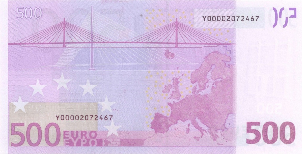 Back of European Union p7y: 500 Euro from 2002