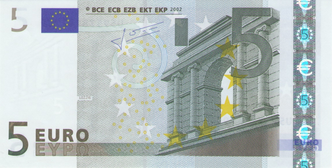 Front of European Union p8u: 5 Euro from 2002