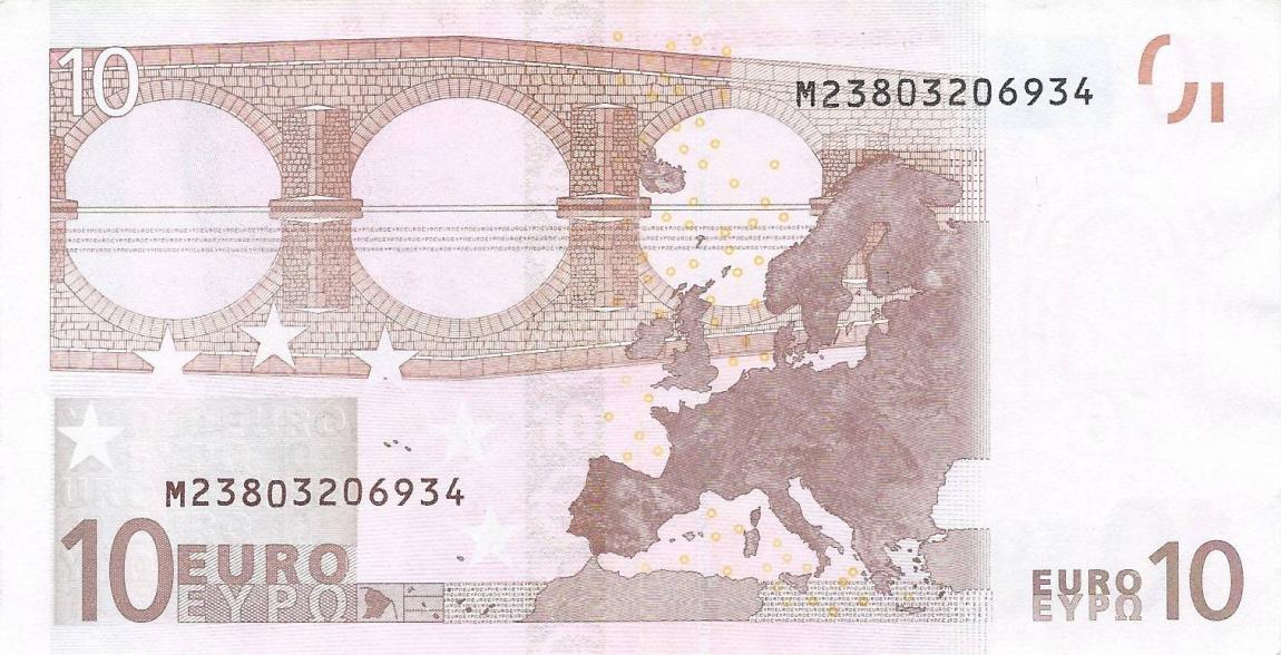 Back of European Union p9m: 10 Euro from 2002