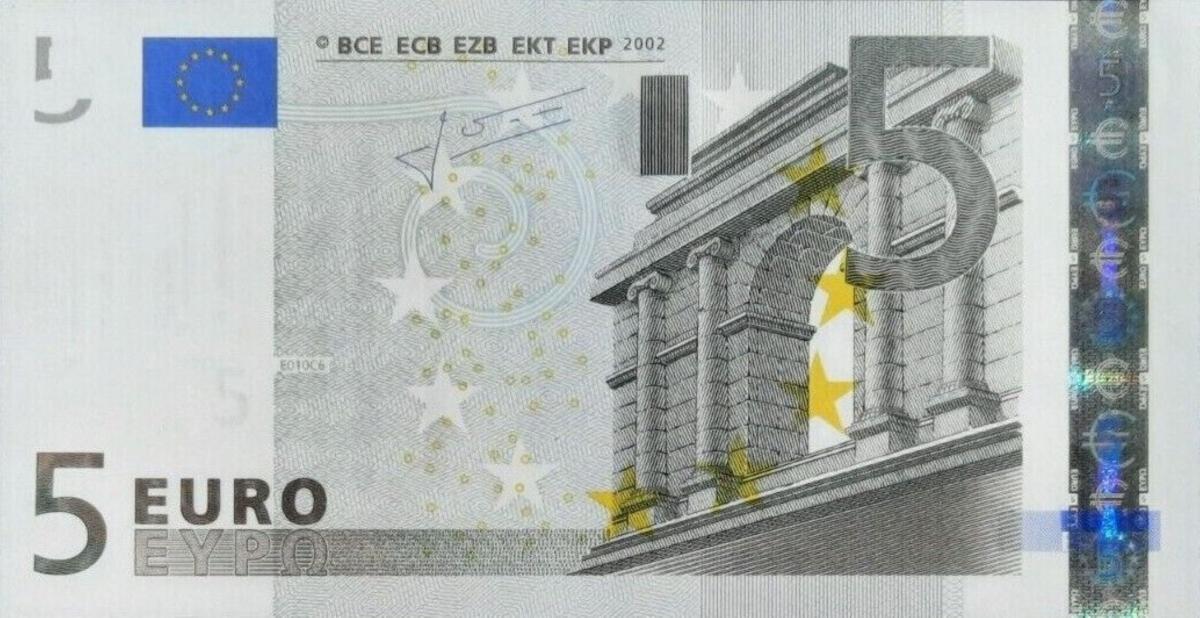 Front of European Union p1l: 5 Euro from 2002