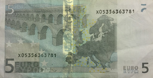Back of European Union p1x: 5 Euro from 2002