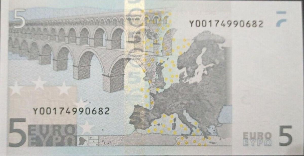 Back of European Union p1y: 5 Euro from 2002