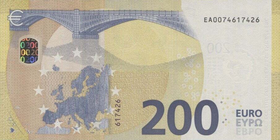 Back of European Union p32e: 200 Euro from 2019