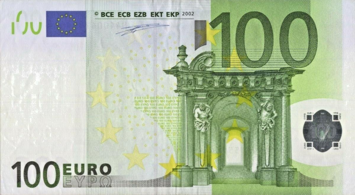 Front of European Union p5n: 100 Euro from 2002