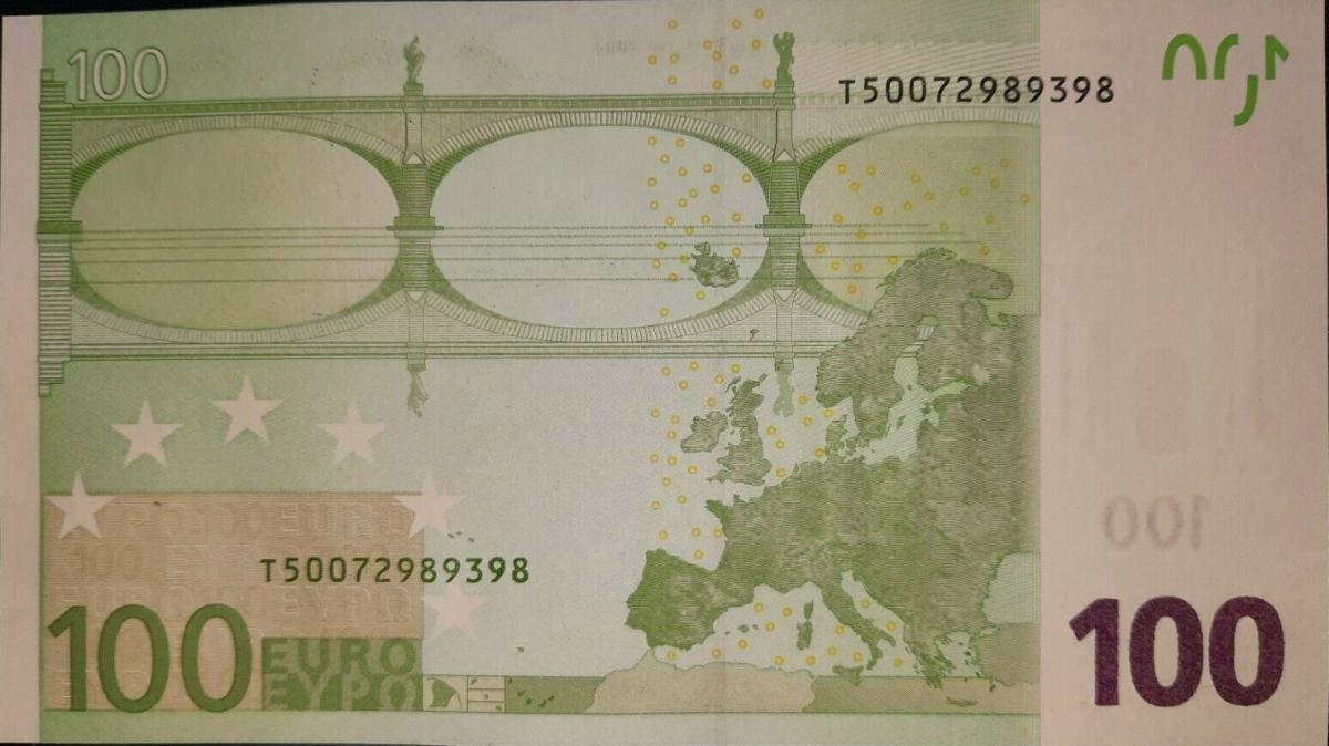 Back of European Union p5t: 100 Euro from 2002