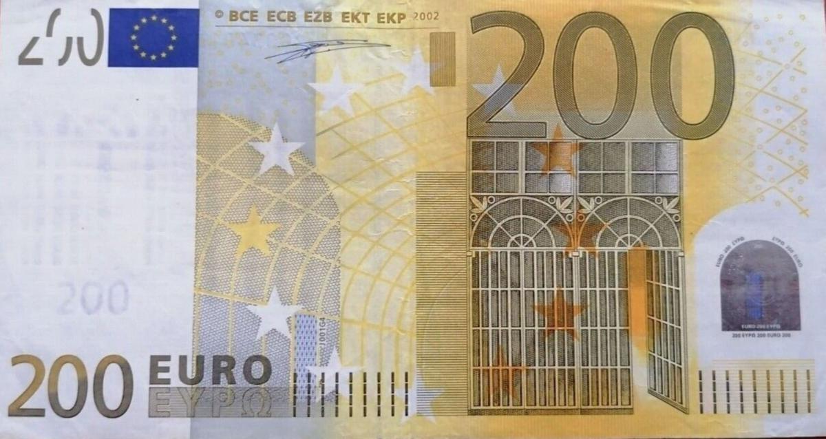 Front of European Union p6s: 200 Euro from 2002