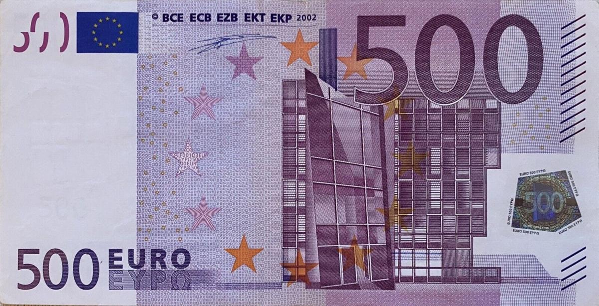 Front of European Union p7n: 500 Euro from 2002