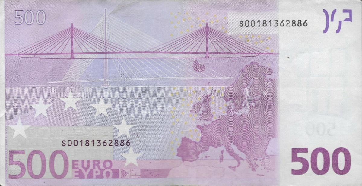 Back of European Union p7s: 500 Euro from 2002