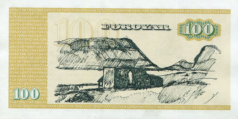 Back of Faeroe Islands p21a: 100 Kronur from 1978