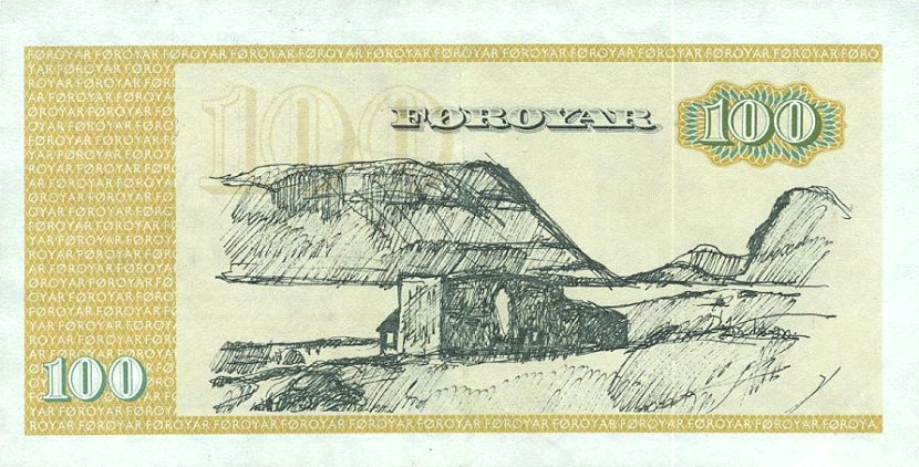 Back of Faeroe Islands p21b: 100 Kronur from 1983